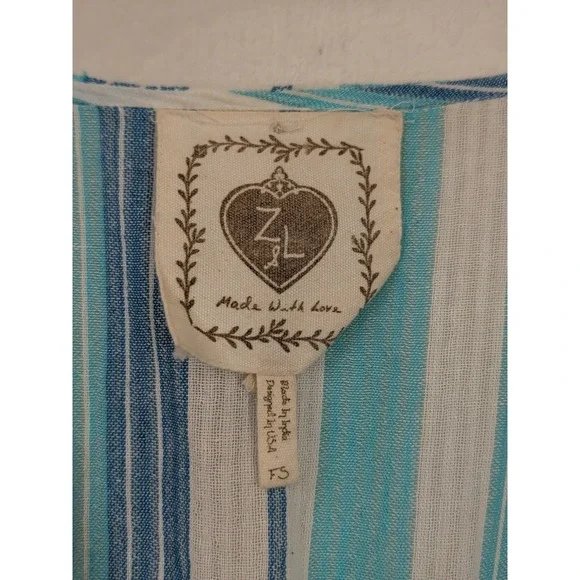 Z&L Swim Cover Up Maxi Dress Women S Blue White Tassel Tie Beach Resort Vacation - Picture 6 of 12